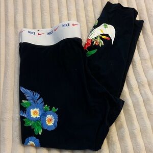Nike  Leggings with Blue and Red Floral Accents